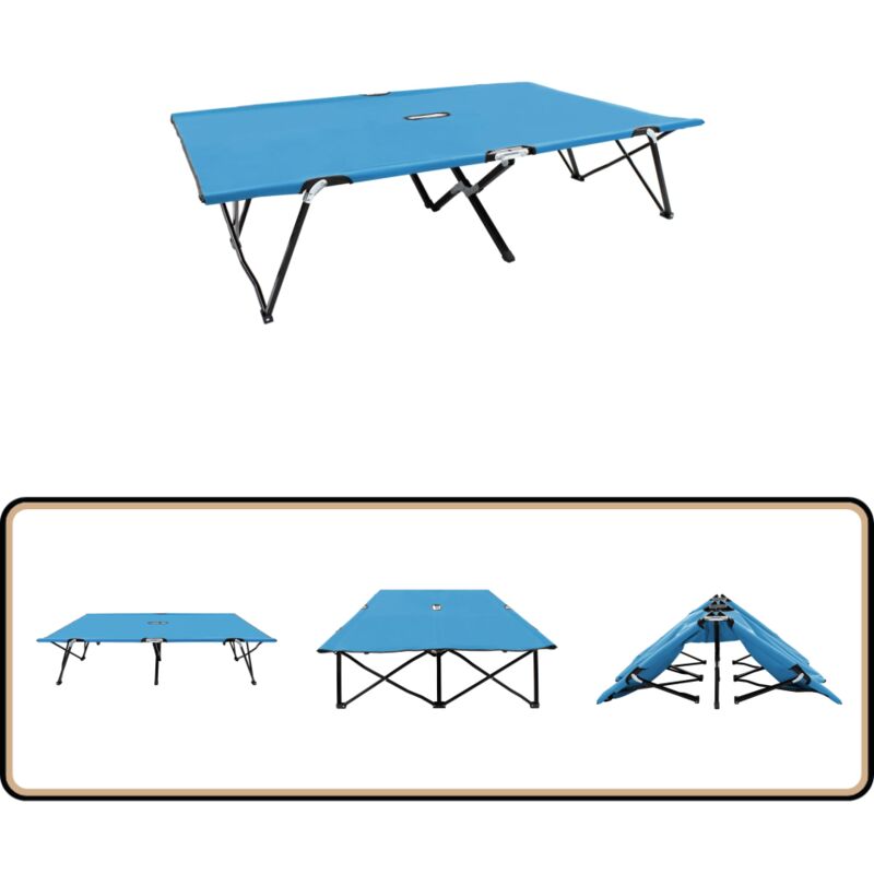 Vidaxl - Chaise longue pliable 2 places bleu acier - Chaises Longues Pliables - Transats - Mobilier De Jardin - Chaises Longues Doubles - Lits De Camp