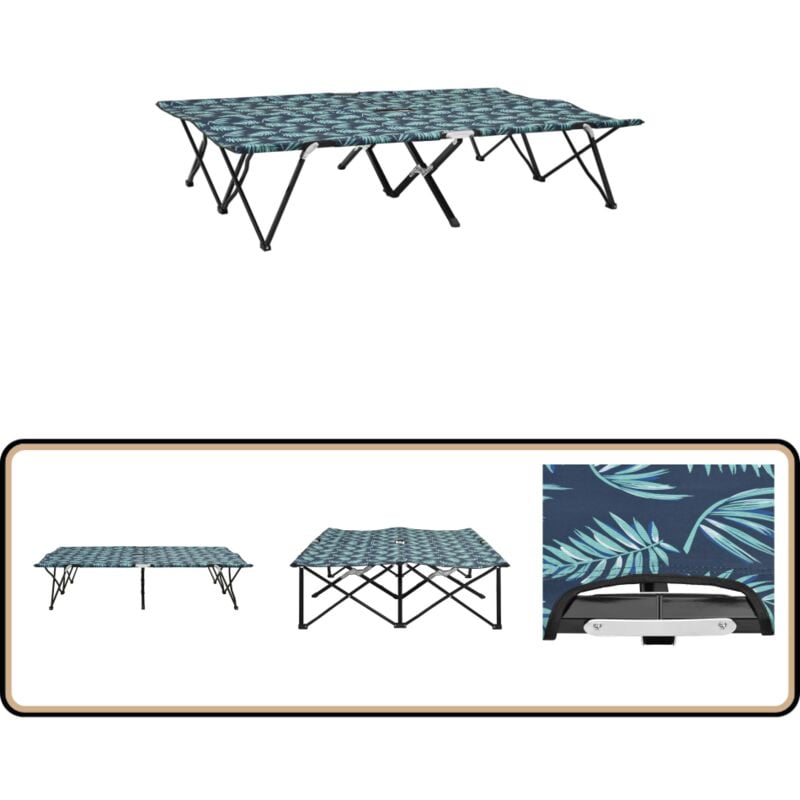 Chaise longue pliable 2 places Motif de feuilles Acier - Chaises Longues Pliables - Transats - Mobilier De Jardin - Chaises De Jardin - Lits De