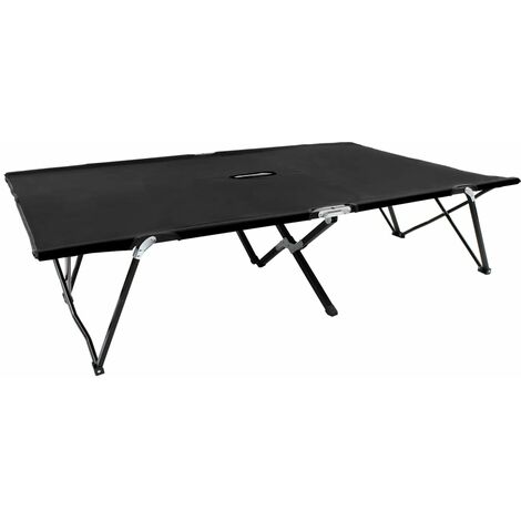 Chaise longue pliable 2 places noir Acier
