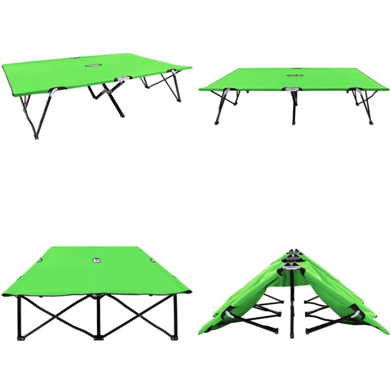 Chaise longue pliable 2 places vert acier - Chaises Longues Pliables - Transats - Chaises Longues Doubles - Mobilier De Jardin - Meubles De Jardin