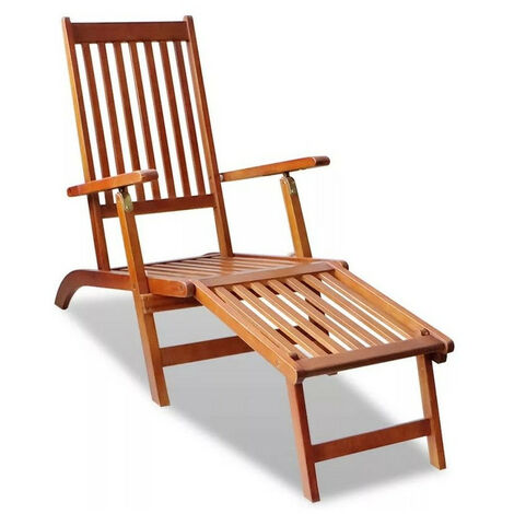 Chaise longue pliable acacia massif foncé Sikash