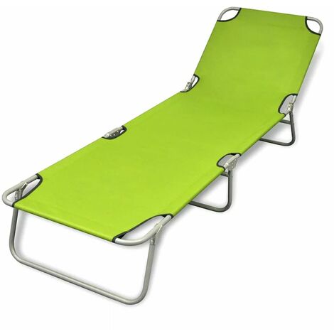 Chaise longue pliable Acier enduit de poudre Vert pomme