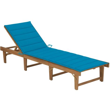 Chaise longue pliable avec coussin  Bain de soleil  Transat de relaxation Bois d'acacia solide BSRHS130623