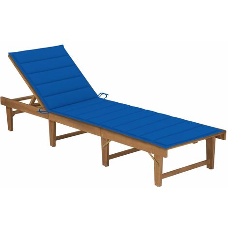 Chaise longue pliable avec coussin Bois d'acacia solide 5