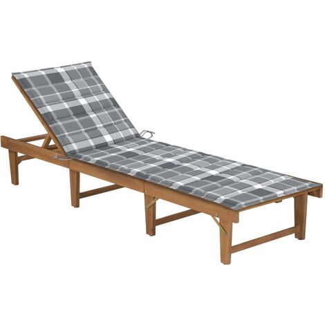 Chaise longue pliable avec coussin Bois d'acacia solide 8