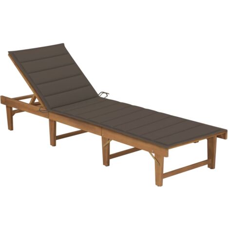 Chaise longue pliable avec coussin Bois d'acacia solide vidaXL