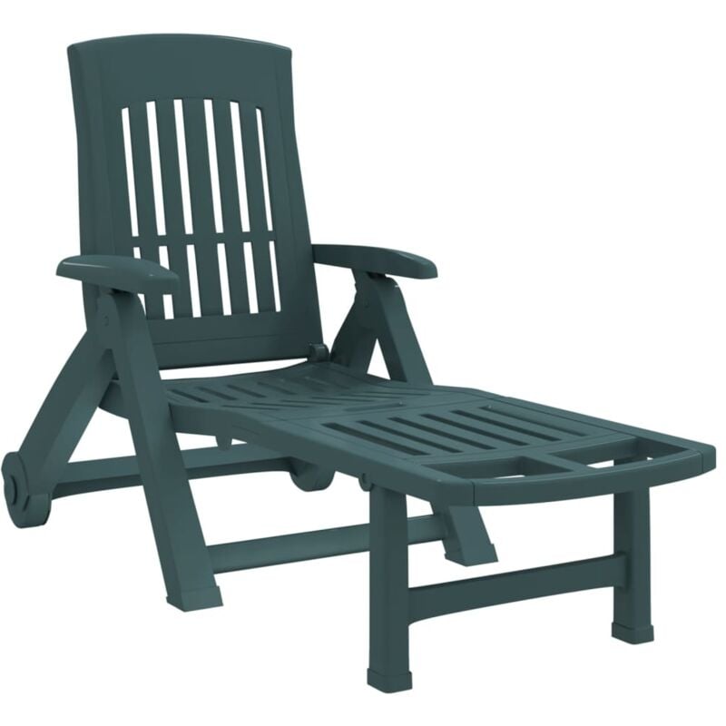 Vidaxl - Chaise longue pliable avec roues vert pp
