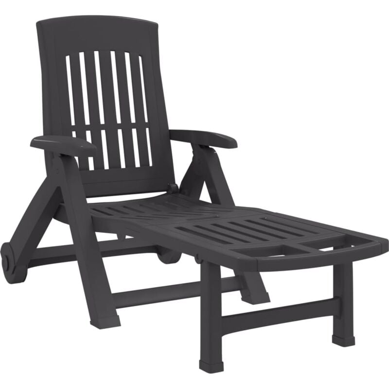 Vidaxl - Chaise longue pliable avec roues anthracite pp
