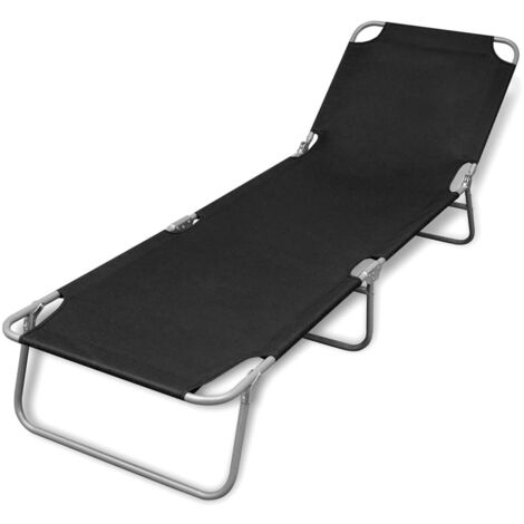 Chaise longue pliable  Bain de soleil Transat Acier enduit de poudre Noir 23428