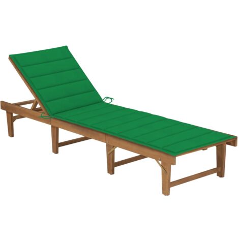 Chaise longue pliable  Bain de soleil Transat avec coussin Bois d'acacia solide 54927