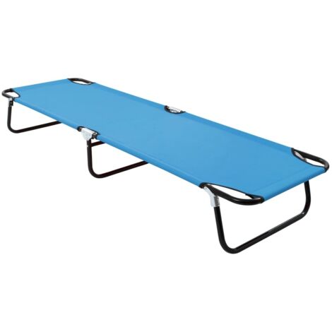 Chaise longue pliable-Bain de soleil-Transat de relaxation acier bleu turquoise 839578