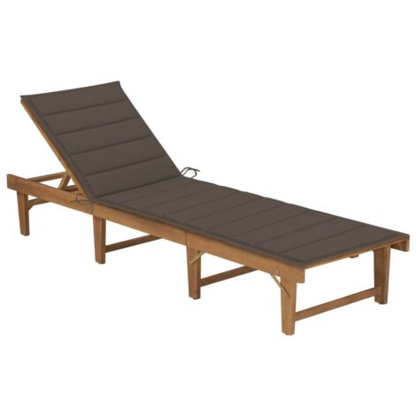 Chaise longue pliable - Bain de soleil Transat - Fauteuil de jardin relax  avec coussin Bois d'acacia solide GF68337