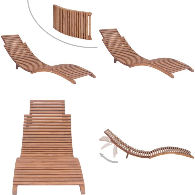Chaise longue pliable Bois de teck solide - Transat - Chaise Longue - Mobilier De Jardin - Teck - Jardin - Home & Living