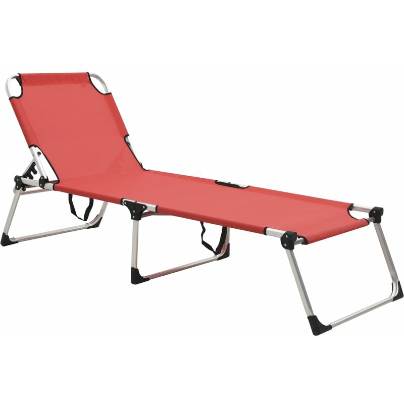 Chaise longue pliable extra haute pour seniors Rouge Aluminium