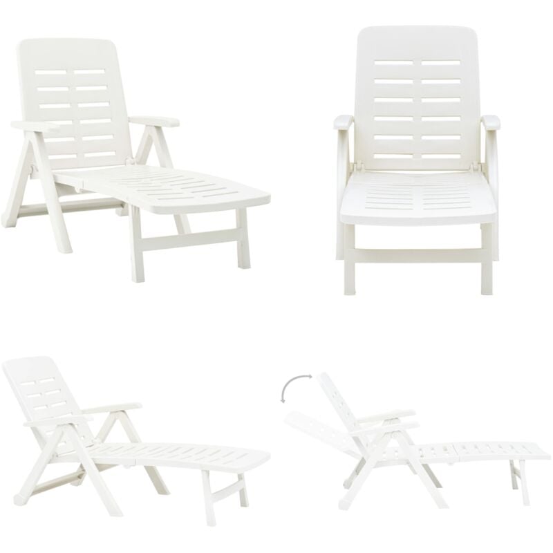 Vidaxl - Chaise longue pliable Plastique Blanc - Chaise Longue - Transat - Lit De Bronzage - Mobilier De Jardin - Chaises Longues Pliables - Home &