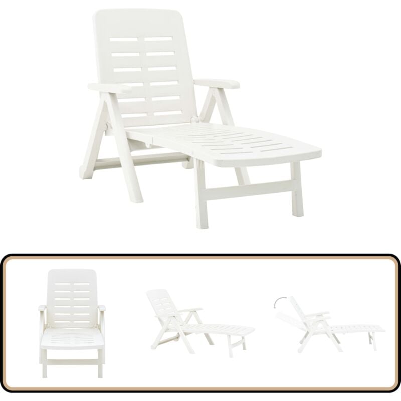 Vidaxl - Chaise longue pliable Plastique Blanc - Chaise Longue - Transat - Lit De Bronzage - Mobilier De Jardin - Chaises Longues Pliables