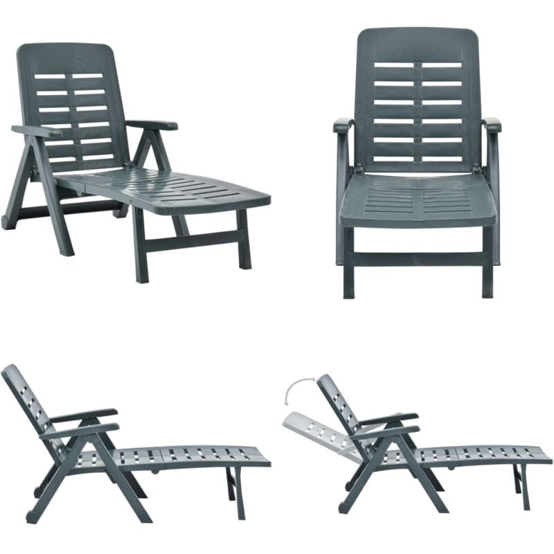 Vidaxl - Chaise longue pliable Plastique Vert - Chaises Longues - Transats - Mobilier De Jardin - Chaises De Jardin - Bain De Soleil - Home & Living