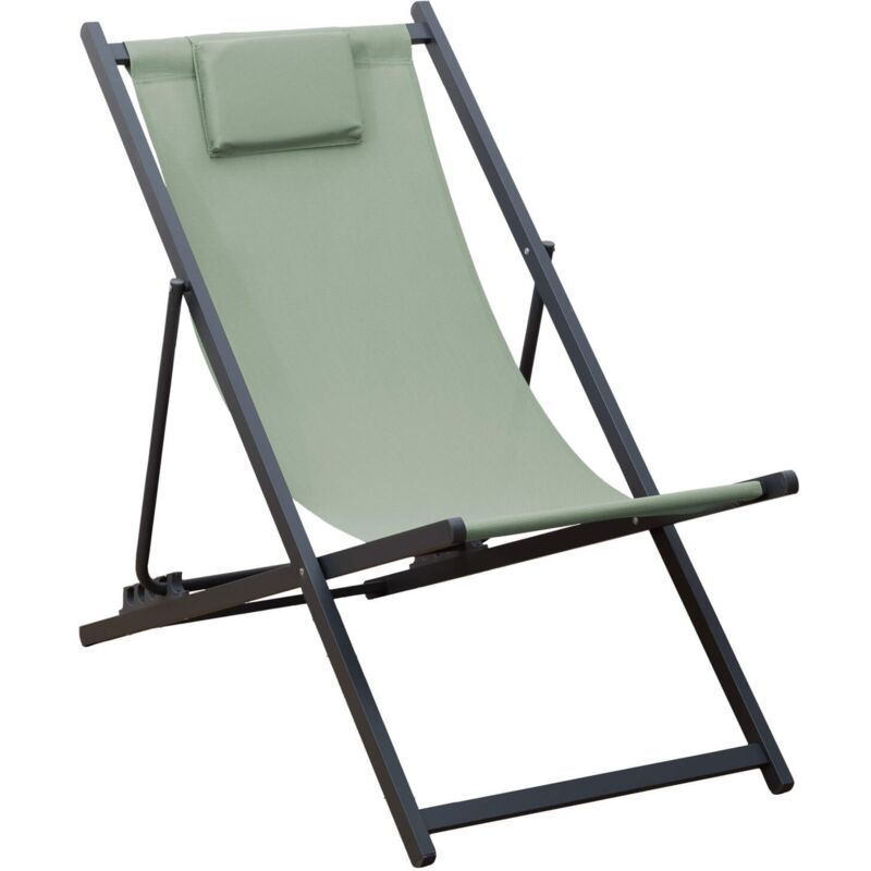 Chaise Longue Pliable Rebecca Mobili Lokta 93x58x92 Polyester Aluminium Vert Gris Foncé Chaise Longue Pliable Rebecca Mobili Lokta 93x58x92 Polyester Aluminium Vert Gris Foncé