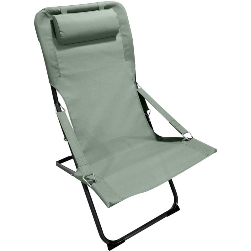 Mobili Rebecca - Chaise Longue Pliable Rebecca Mobili Sindian 88x63x83 Polyester Acier Vert Gris Foncé