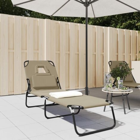 Chaise longue pliable, Transat, Bain de soleil, Chaise de jardin taupe tissu oxford acier enduit de poudre ZSE6872