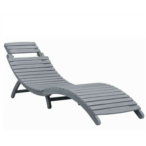 Chaise longue pliante acacia massif gris Ontim