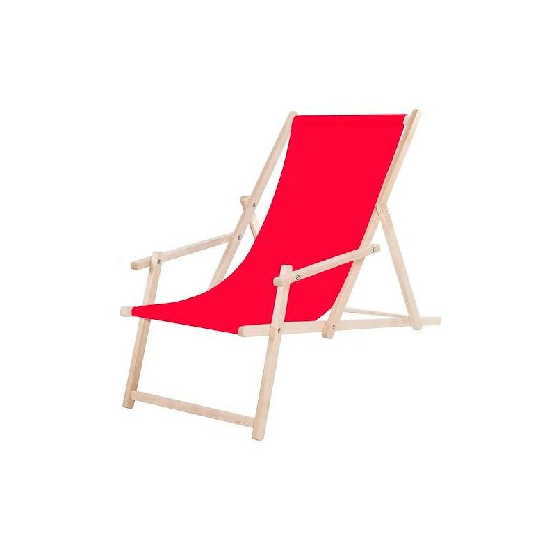 Chaise longue pliante avec accoudoirs rouges. - rosso