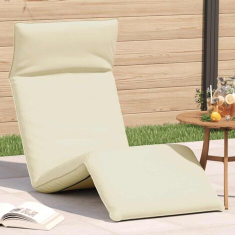 Chaise longue pliante-Bain de soleil-Transat de relaxation crème 175x54x8,5 cm tissu oxford 207813