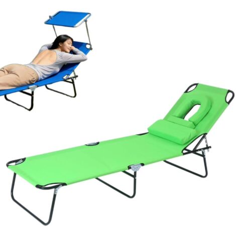 Chaise longue pliante, chaise de plage,chaise de bureau pour la sieste,réglable,avec appui-tête amovible,adaptée aux terrasses,jardins et au camping.
