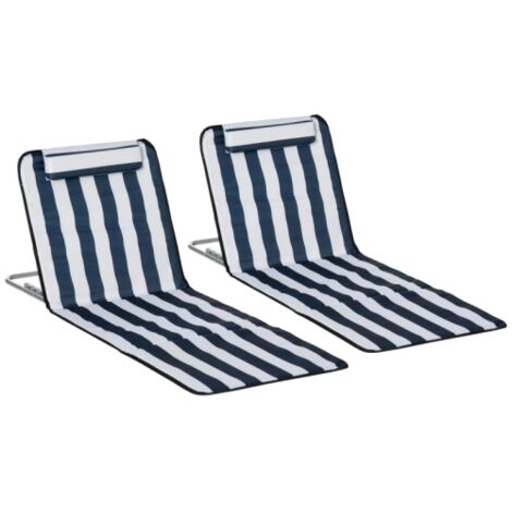 Chaise longue pliante Chaise longue de jardin avec coussin d'appui-tête Chaise longue avec dossier réglable sur 5 positions Sac de transport Bleu