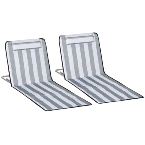 Chaise longue pliante Chaise longue de jardin avec coussin d'appui-tête Chaise longue avec dossier réglable sur 5 positions Sac de transport Gris clair