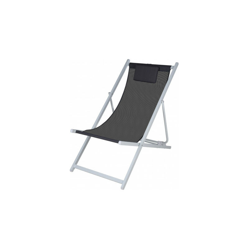 Chaise longue pliante chilienne blanc et gris anthracite - 91x61x101cm - Gris