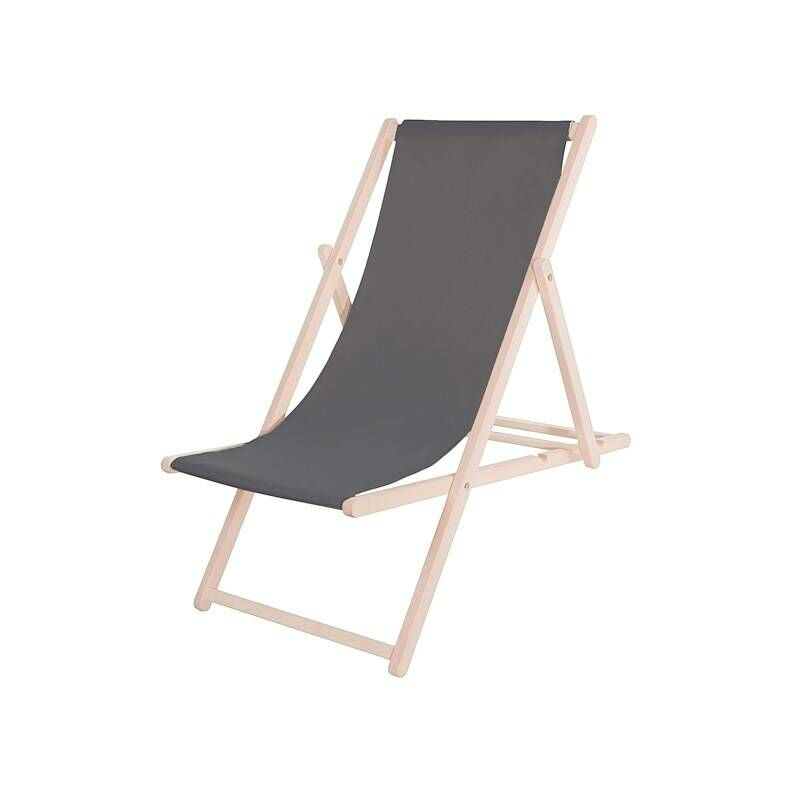 Springos - Chaise longue pliante en bois avec revêtement graphite. - grafite