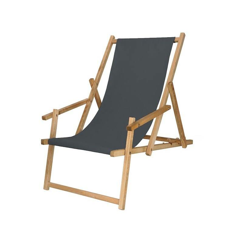 Chaise longue pliante en bois traité, couleur graphite, avec accoudoirs. - grafite