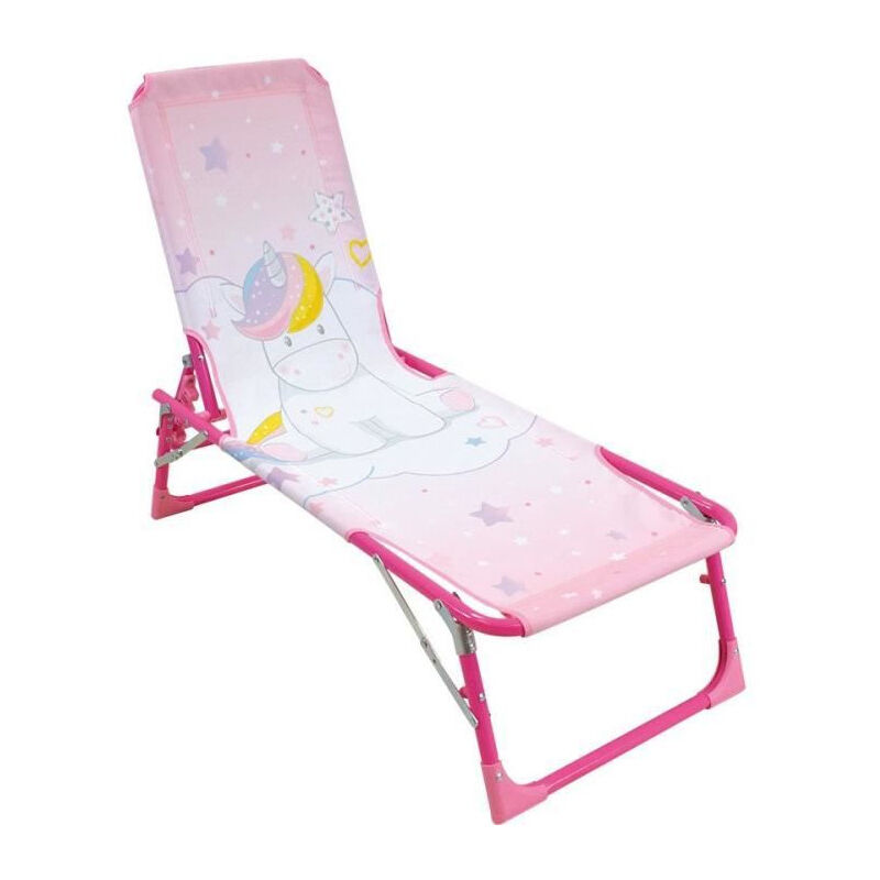 fun house - licorne chaise longue transat - pliable - 112 x 40 x 40 cm - pour enfant
