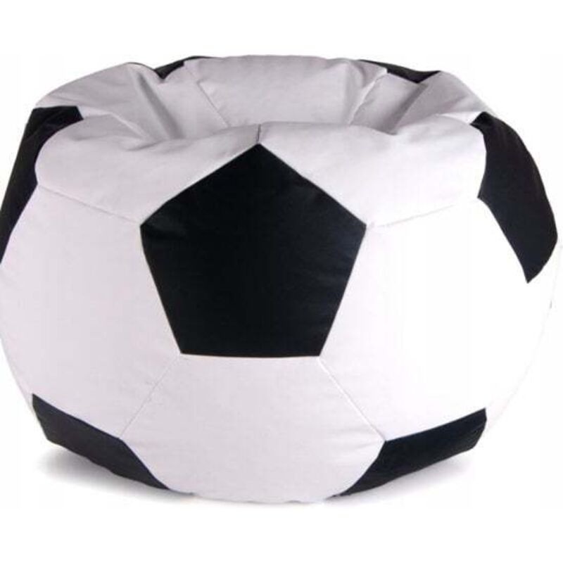 Chaise longue - pouf - similicuir - football - noir/blanc