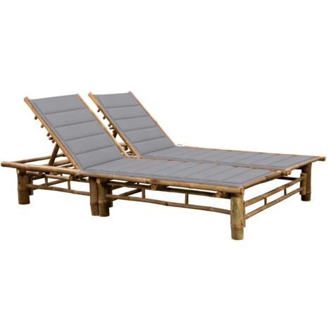 Chaise longue pour 2 personnes avec coussins  Bain de soleil  Transat de relaxation Bambou BSRHS511193