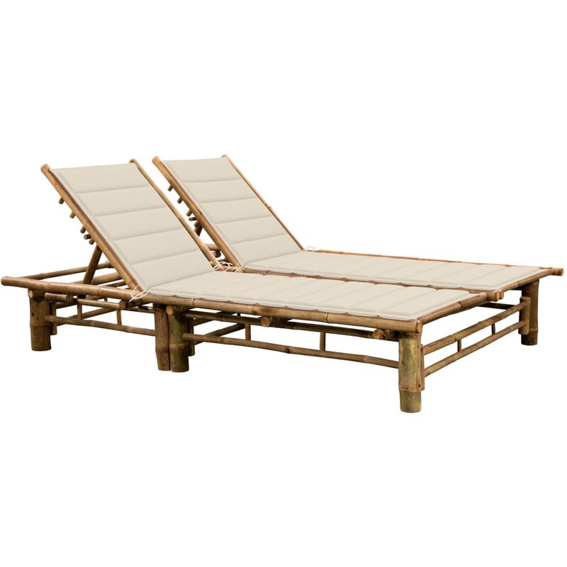 Vidaxl - Chaise longue pour 2 personnes avec coussins Bambou