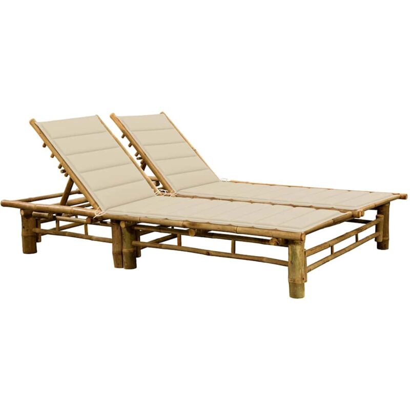Vidaxl - Chaise longue pour 2 personnes avec coussins Bambou