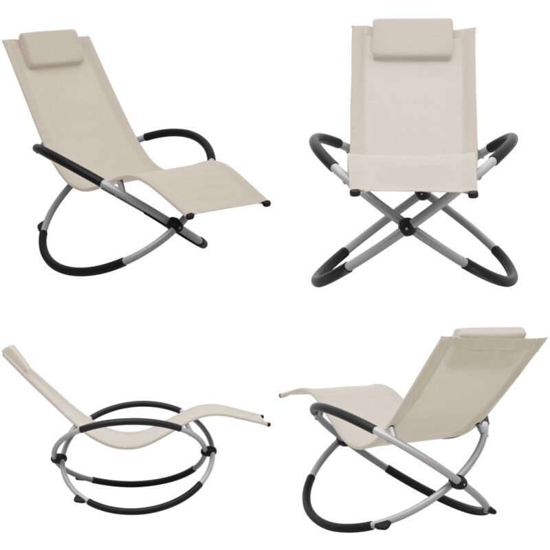 Chaise longue pour enfants Acier Crème - Chaise Longue Enfant - Transat Enfant - Mobilier De Jardin Enfant - Chaises Longues Pliable - Chaise Lounge