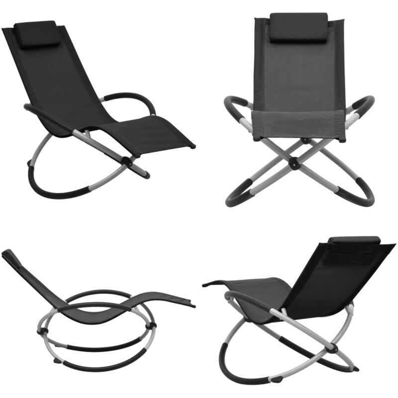 Chaise longue pour enfants Acier Noir - Chaise Longue Enfant - Transat Enfant - Mobilier De Jardin Enfant - Chaises Longues Pliable - Chaise Lounge