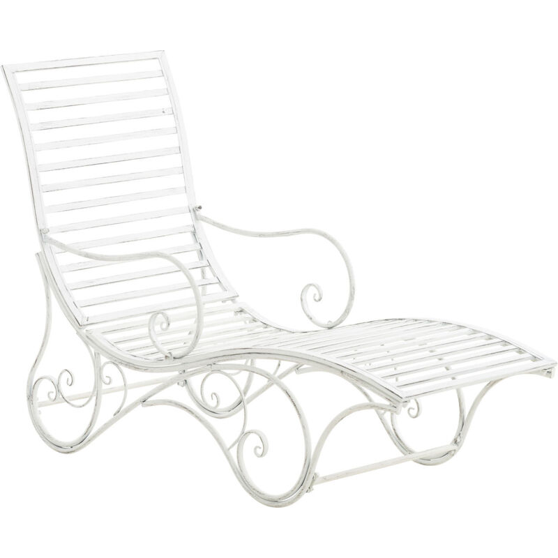 Amiens Garden Derk Chair en fer blanc ancien