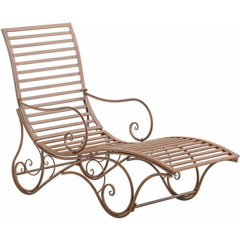 Chaise longue pour jardin transat en métal marron vieilli MDJ10212