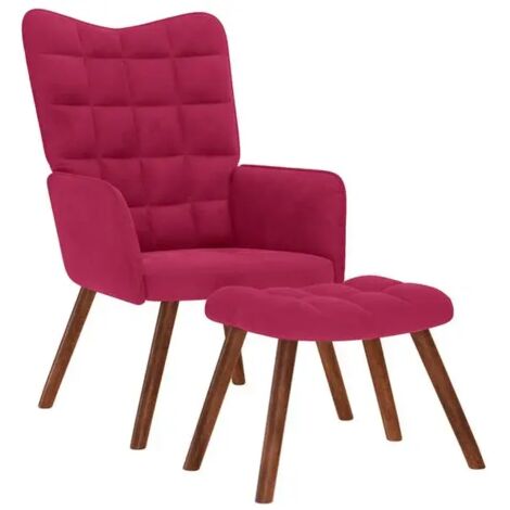 Chaise longue réclinable avec repose-pieds intégré – Fauteuil relax en velours bordeaux, design élégant et confort maximal pour salon ou chambre