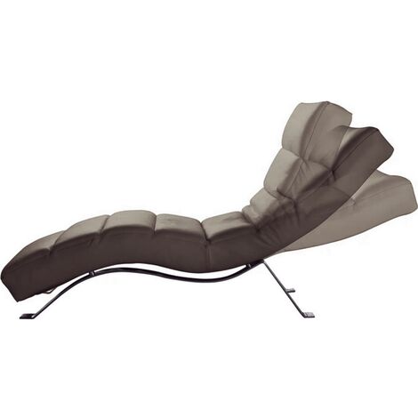 Chaise longue réglable multipositions, en cuir de luxe italien, SWEET, taupe