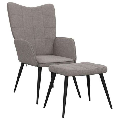 Chaise longue relax avec repose-pieds intégré – Assise confortable en tissu gris-brun, design ergonomique pour salon ou chambre