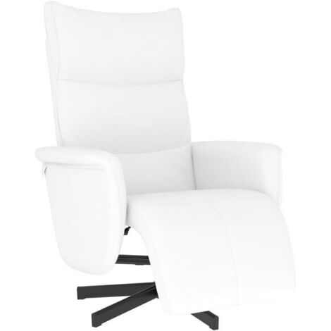 Chaise longue relax avec repose-pieds intégré – Assise en cuir synthétique blanc haut de gamme, dossier inclinable et confort ergonomique