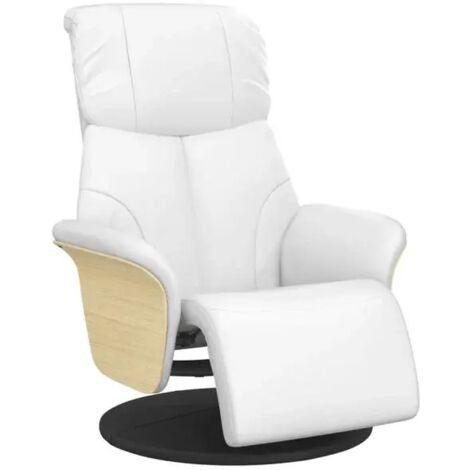 Chaise longue relax avec repose-pieds intégré – Fauteuil inclinable en cuir synthétique blanc, design moderne et confort ergonomique pour salon ou chambre