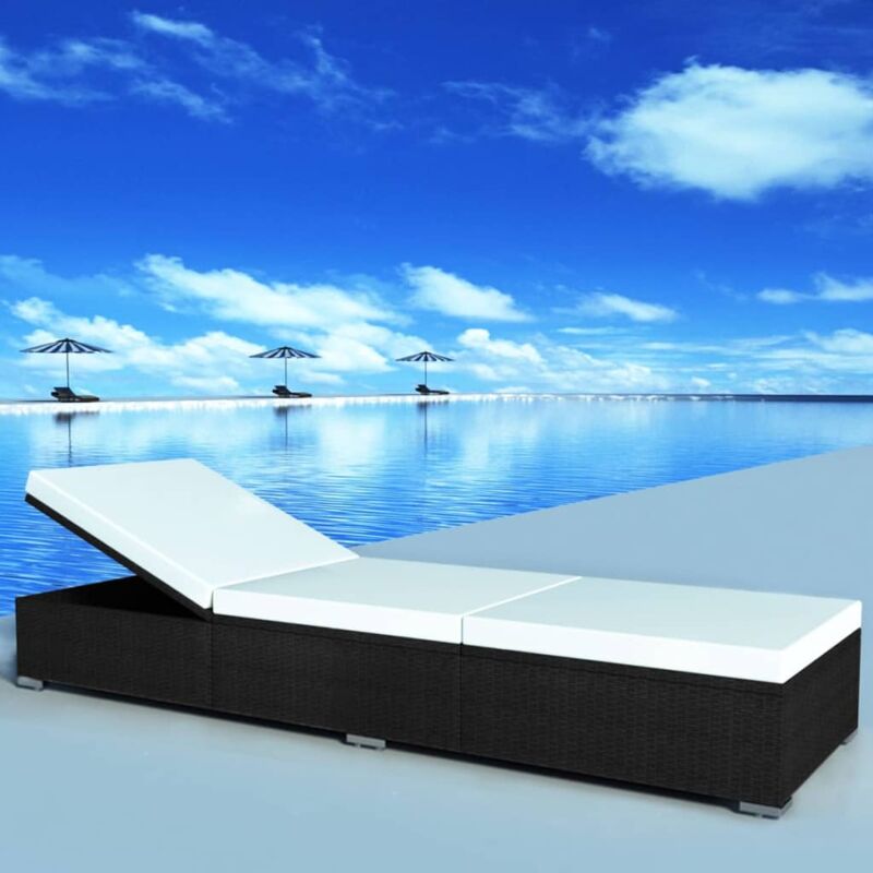 Vidaxl - Chaise longue avec coussin Résine tressée Noir