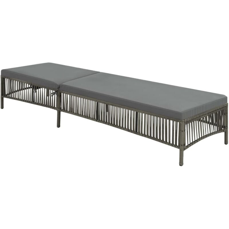 Vidaxl - Chaise longue avec coussin Résine tressée Gris
