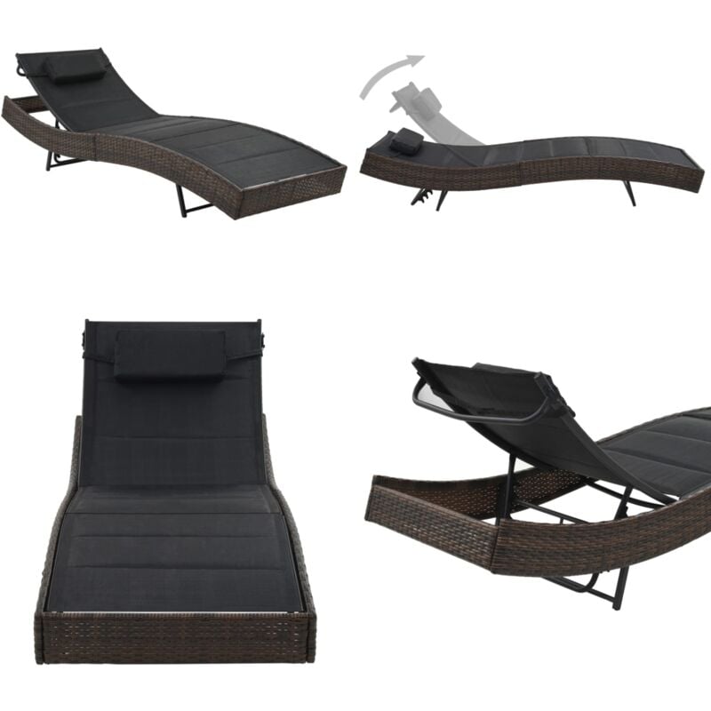 Chaise longue Résine tressée et textilène Marron - Chaises Longues - Bain De Soleil - Mobilier De Jardin - Chaises De Jardin - Résine Tressée - Home